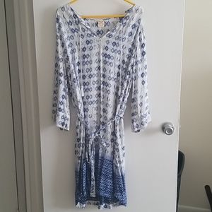 Printed tie-waist dress
